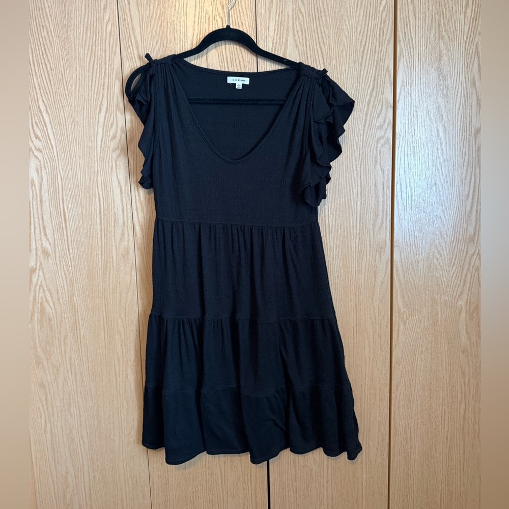 Black Ruffle Sleeve Dress